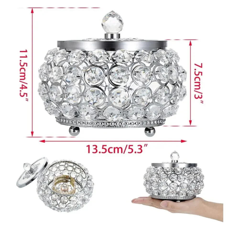 Crystal Jewelry Trinket Box with Glass Lid